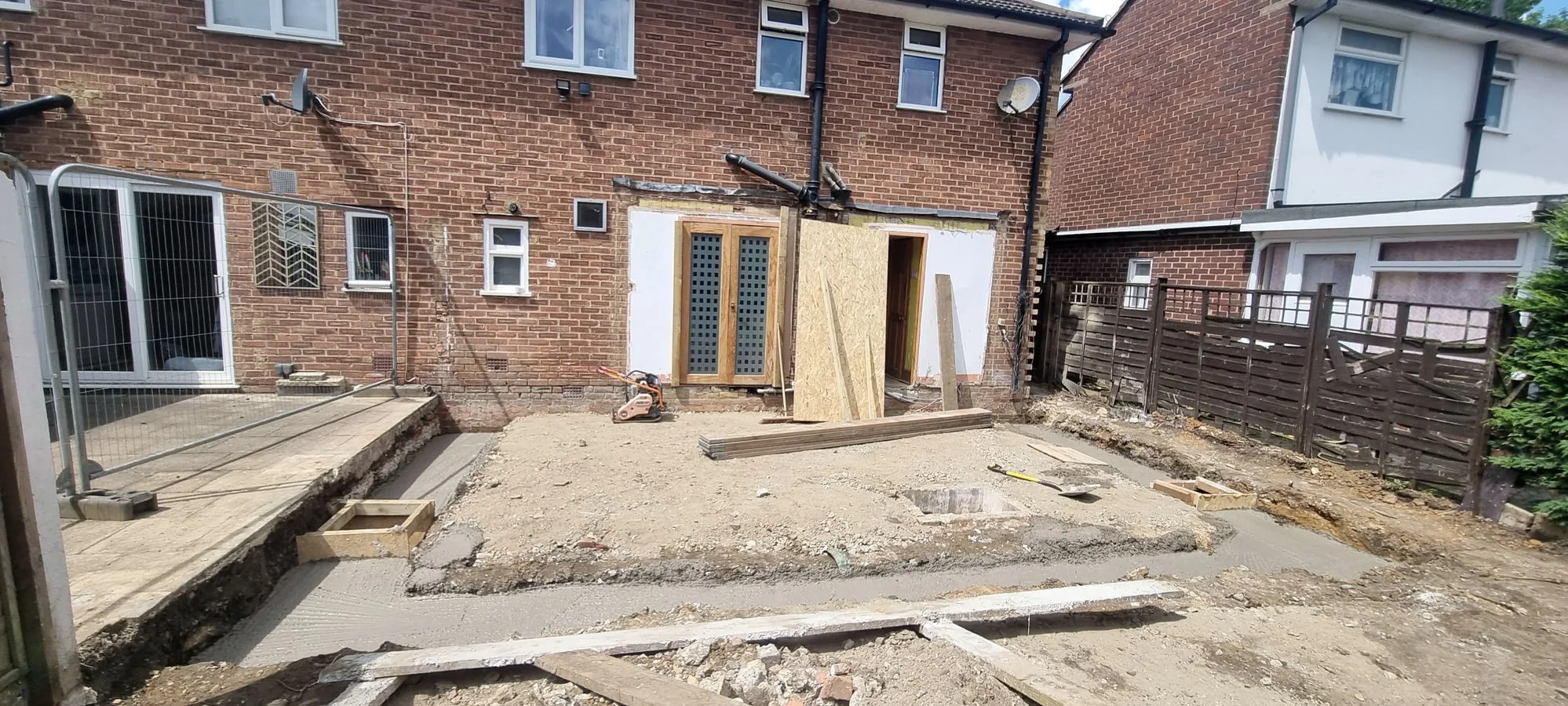 Rear extension groundworks and excavation in progress — builders SW London