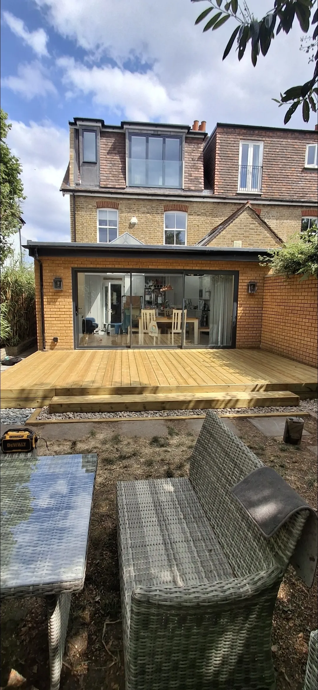 Timber deck and garden room extension on Victorian house — builders SW London